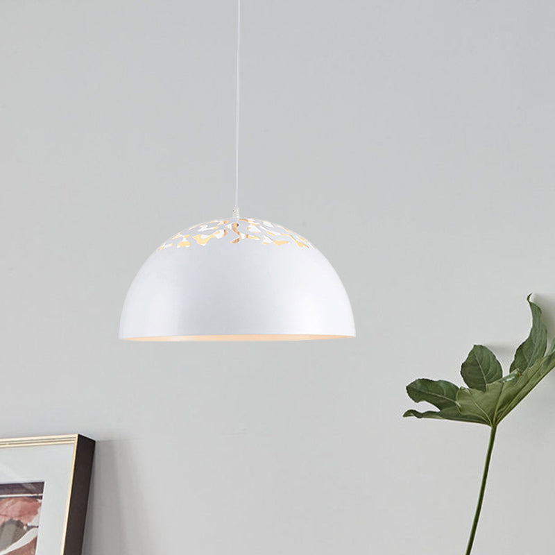 Modern Style Domed Metal Pendant Lamp - 14"/16"/20.5" Width - 1 Bulb - Dining Table Hanging Ceiling Light in White/Black