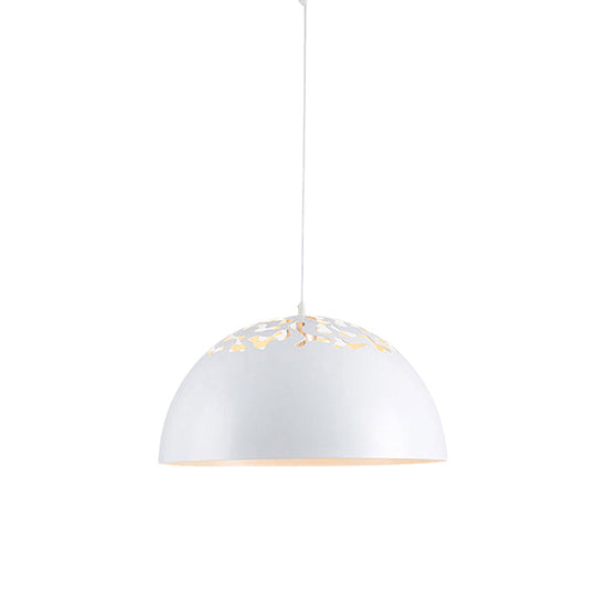 Modern Style Domed Metal Pendant Lamp - 14"/16"/20.5" Width - 1 Bulb - Dining Table Hanging Ceiling Light in White/Black