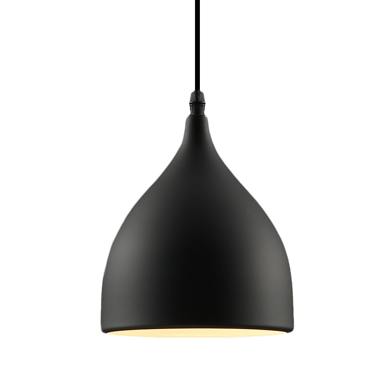 Industrial Dome Metal Pendant Light - 1 Hanging Ceiling Light for Restaurants, 6.5"/10" Dia, Black