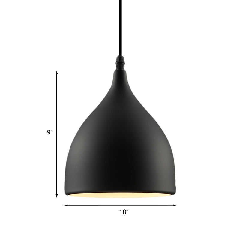 Industrial Dome Metal Pendant Light - 1 Hanging Ceiling Light for Restaurants, 6.5"/10" Dia, Black