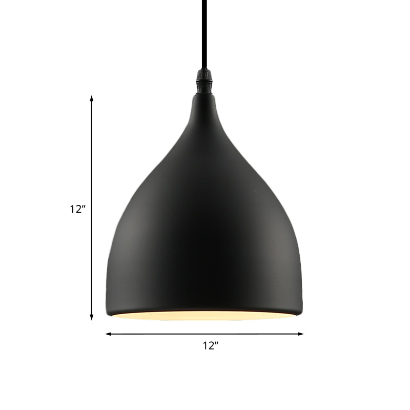 Industrial Dome Metal Pendant Light - 1 Hanging Ceiling Light for Restaurants, 6.5"/10" Dia, Black