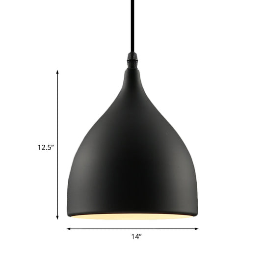 Industrial Dome Metal Pendant Light - 1 Hanging Ceiling Light for Restaurants, 6.5"/10" Dia, Black