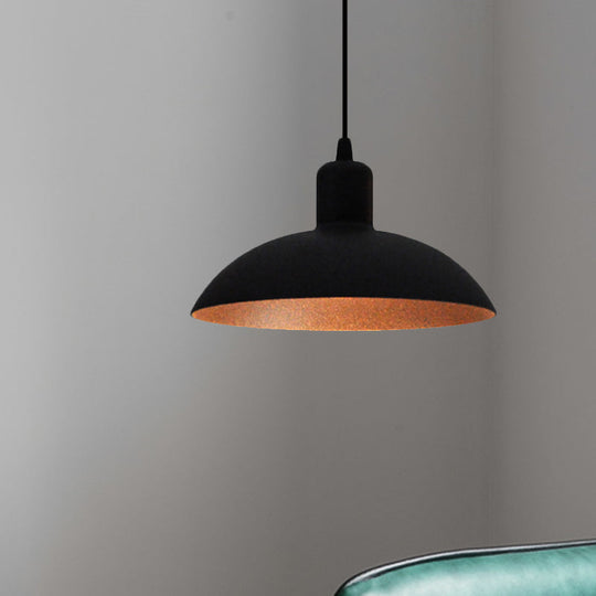 Black Industrial Style Living Room Pendant Light with Metal Bowl Shade