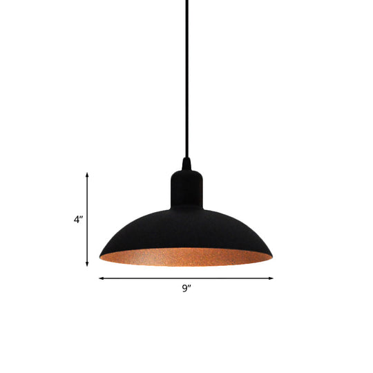 Black Industrial Style Living Room Pendant Light with Metal Bowl Shade