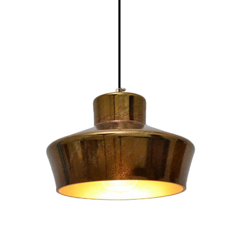 Vintage Style Brass Finish Hanging Light with Shade - 1 Light Pendant Lighting for Restaurants