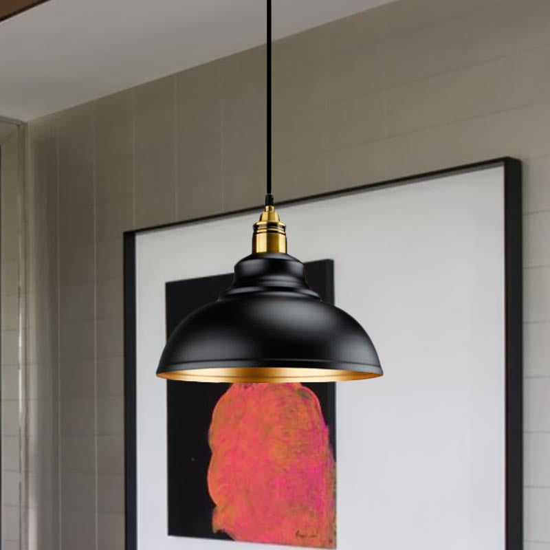 Black Metal Domed Pendant Light - Loft Style - 11.5"/14"/16" Dia - Ideal for Table