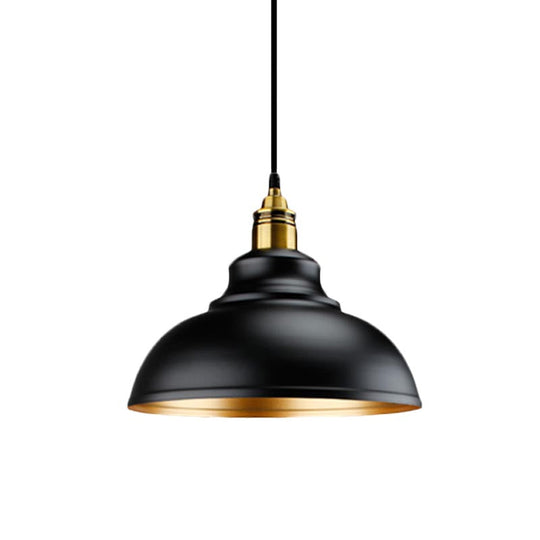 Black Metal Domed Pendant Light - Loft Style - 11.5"/14"/16" Dia - Ideal for Table