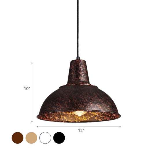 Antique Stylish Domed Suspension Light with Metallic Ceiling Pendant - Black/White