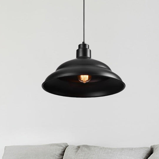 Double Bubble Pendant Lamp - Retro Style 1-Light Metallic Ceiling Light For Coffee Shop Black/White