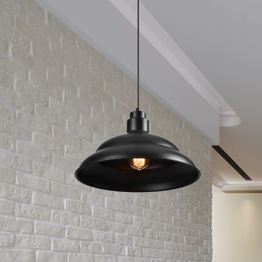 Double Bubble Pendant Lamp - Retro Style 1-Light Metallic Ceiling Light For Coffee Shop Black/White