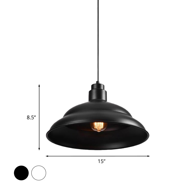 Retro Double Bubble Pendant Lamp: Metallic 1-Light Hanging Ceiling Light in Black/White for Coffee Shop