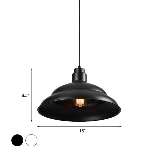 Retro Double Bubble Pendant Lamp: Metallic 1-Light Hanging Ceiling Light in Black/White for Coffee Shop