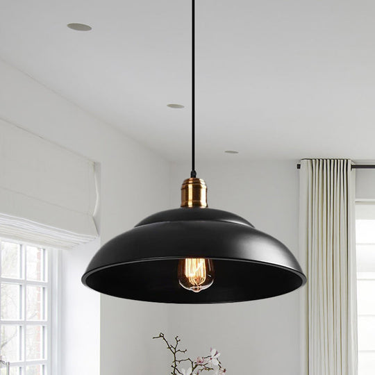 Double Bubble Pendant Lamp - Retro Style 1-Light Metallic Ceiling Light For Coffee Shop Black/White