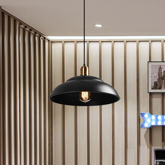 Retro Double Bubble Pendant Lamp: Metallic 1-Light Hanging Ceiling Light in Black/White for Coffee Shop