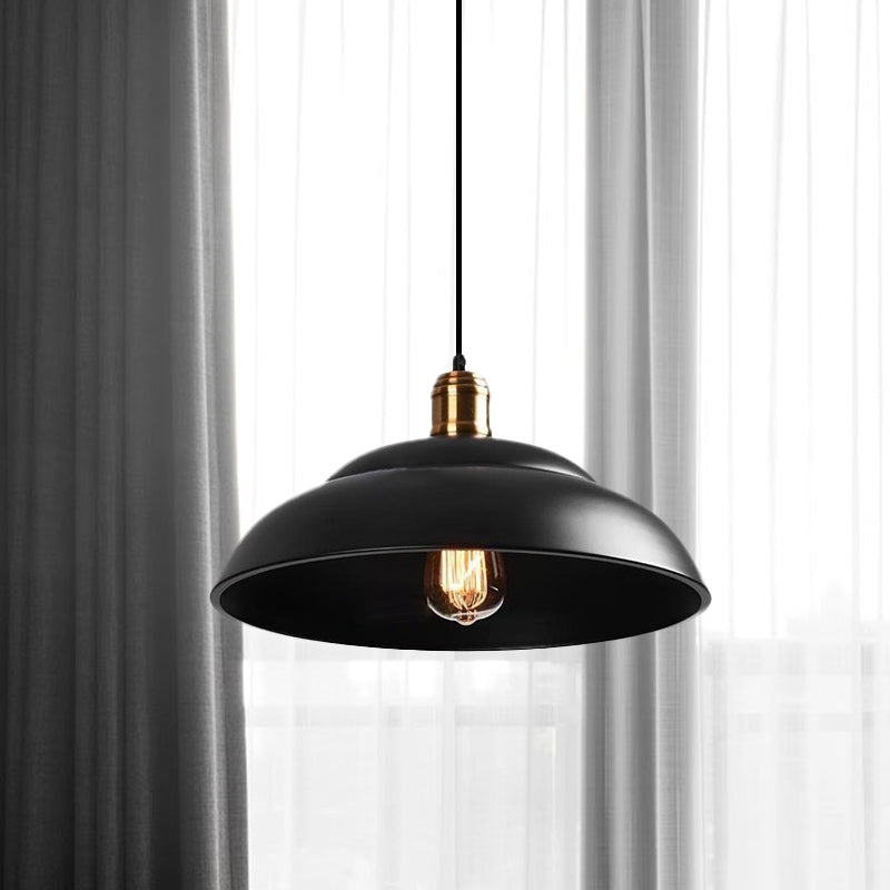 Retro Double Bubble Pendant Lamp: Metallic 1-Light Hanging Ceiling Light in Black/White for Coffee Shop