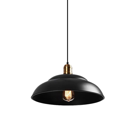 Retro Double Bubble Pendant Lamp: Metallic 1-Light Hanging Ceiling Light in Black/White for Coffee Shop