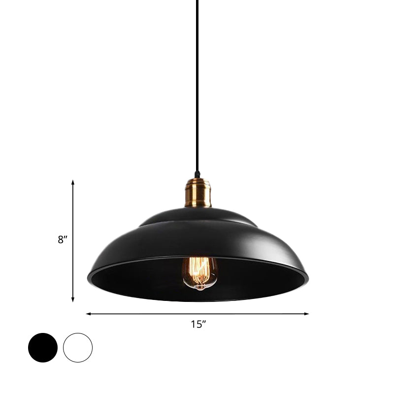 Retro Double Bubble Pendant Lamp: Metallic 1-Light Hanging Ceiling Light in Black/White for Coffee Shop