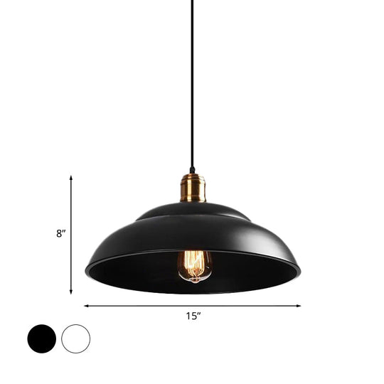 Retro Double Bubble Pendant Lamp: Metallic 1-Light Hanging Ceiling Light in Black/White for Coffee Shop