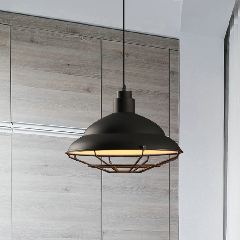 Retro Double Bubble Pendant Lamp: Metallic 1-Light Hanging Ceiling Light in Black/White for Coffee Shop