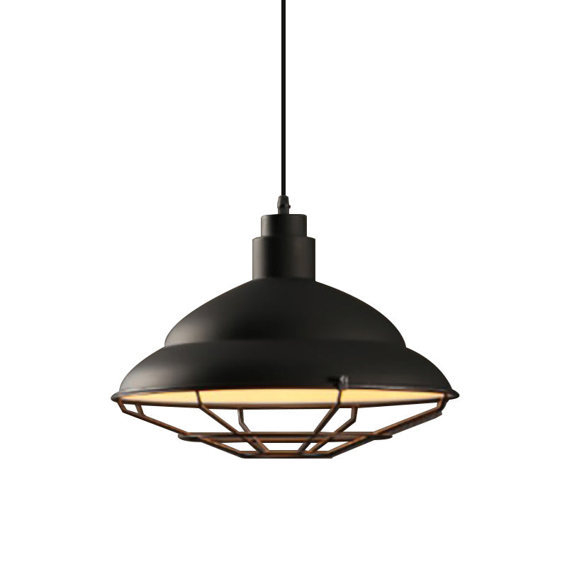 Retro Double Bubble Pendant Lamp: Metallic 1-Light Hanging Ceiling Light in Black/White for Coffee Shop