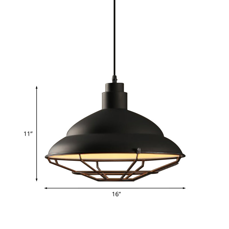 Retro Double Bubble Pendant Lamp: Metallic 1-Light Hanging Ceiling Light in Black/White for Coffee Shop