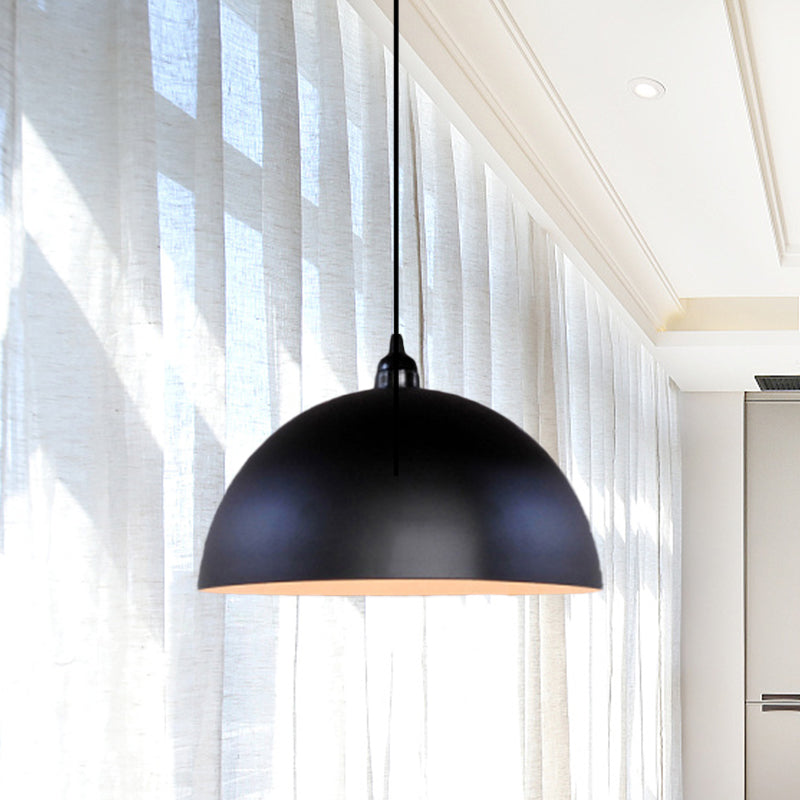 Iron Pendant Lighting: Industrial Dome Shade, Black Finish