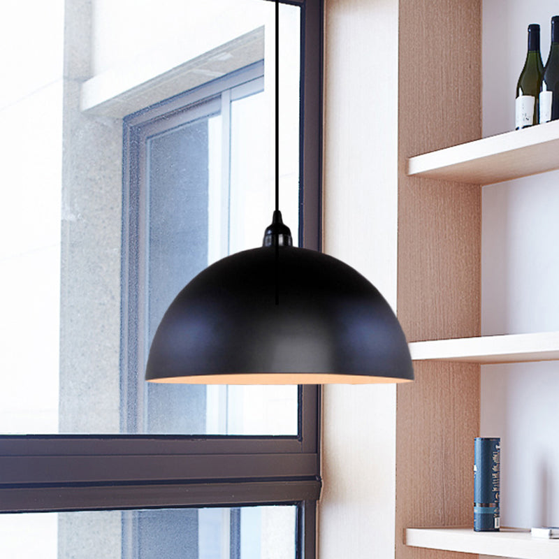 Iron Pendant Lighting: Industrial Dome Shade, Black Finish