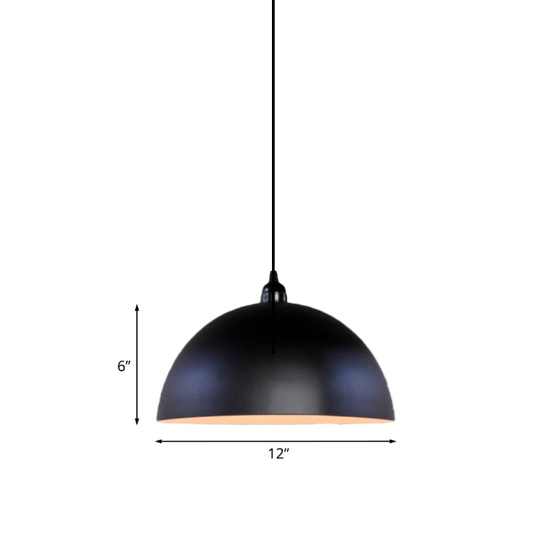 Iron Pendant Lighting: Industrial Dome Shade, Black Finish