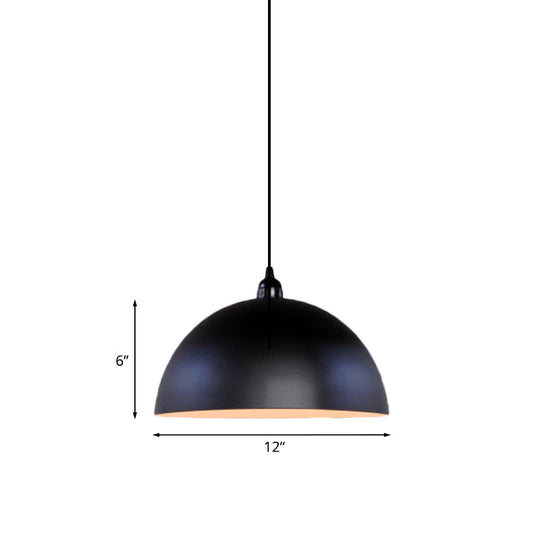 Iron Pendant Lighting: Industrial Dome Shade, Black Finish