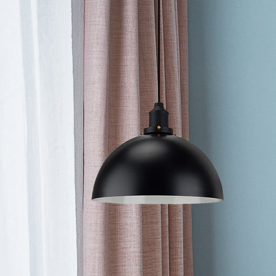 Iron Pendant Lighting: Dome Shade Industrial Ceiling Light In Black - Perfect For Dining Tables 1