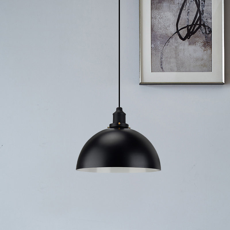 Iron Pendant Lighting: Industrial Dome Shade, Black Finish