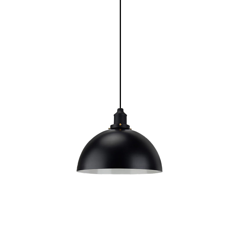 Iron Pendant Lighting: Industrial Dome Shade, Black Finish