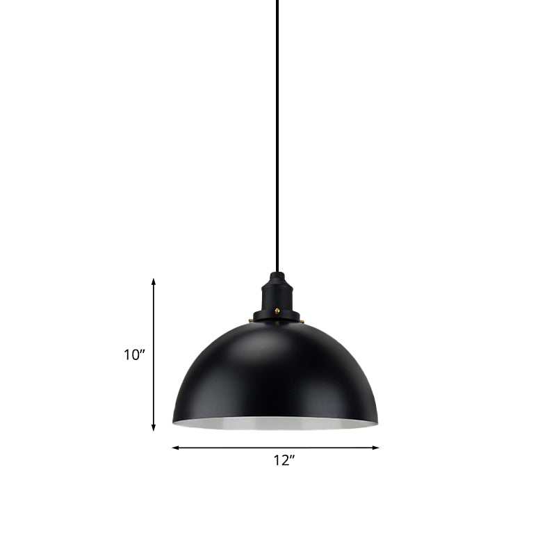 Iron Pendant Lighting: Industrial Dome Shade, Black Finish