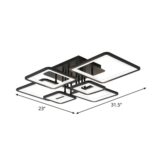 Led Semi Flush Chandelier With Square Acrylic Shade - Black Ceiling Light