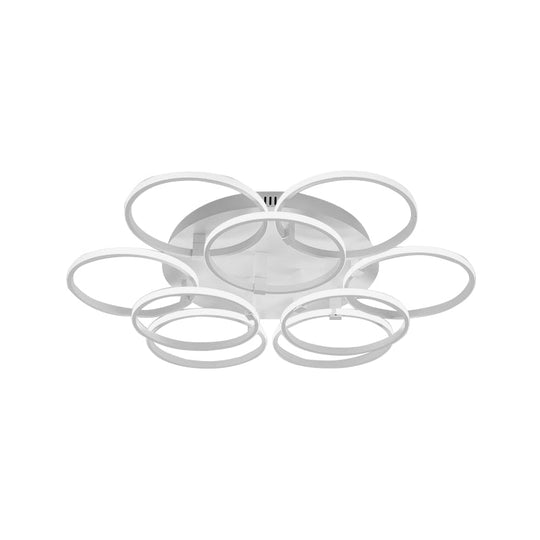 Minimalist Acrylic Semi Flush Ceiling Light For Living Room - Multi Ring Design 3/9/12 Lights White