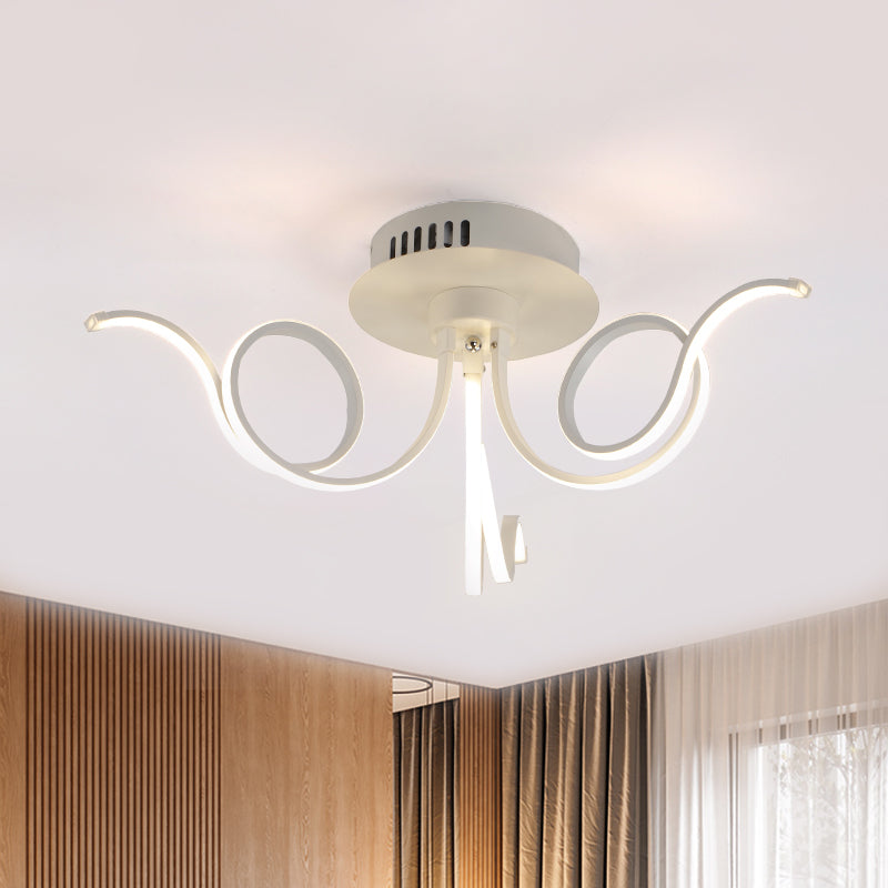 Contemporary Acrylic Octopus Flush Mount Light Fixture – 3/6/8 LED Lights – for Living Room Ceiling in Warm/White