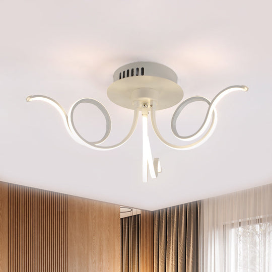 Contemporary Acrylic Octopus Flush Mount Light Fixture – 3/6/8 LED Lights – for Living Room Ceiling in Warm/White