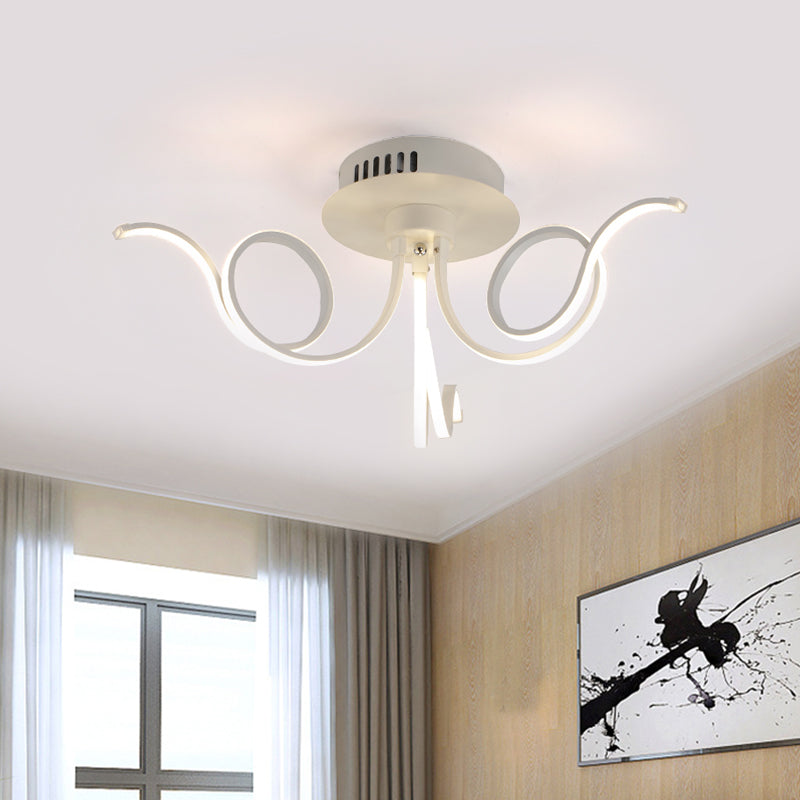 Contemporary Acrylic Octopus Flush Mount Light Fixture – 3/6/8 LED Lights – for Living Room Ceiling in Warm/White