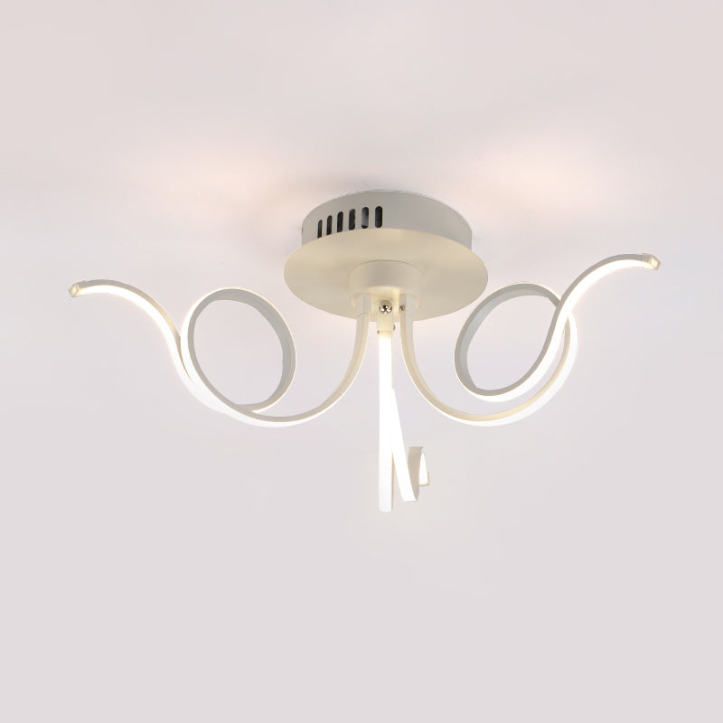 Contemporary Acrylic Octopus Flush Mount Light Fixture – 3/6/8 LED Lights – for Living Room Ceiling in Warm/White