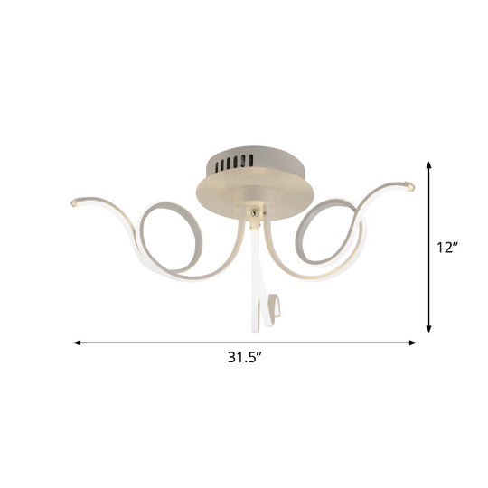 Contemporary Acrylic Octopus Flush Mount Light Fixture – 3/6/8 LED Lights – for Living Room Ceiling in Warm/White