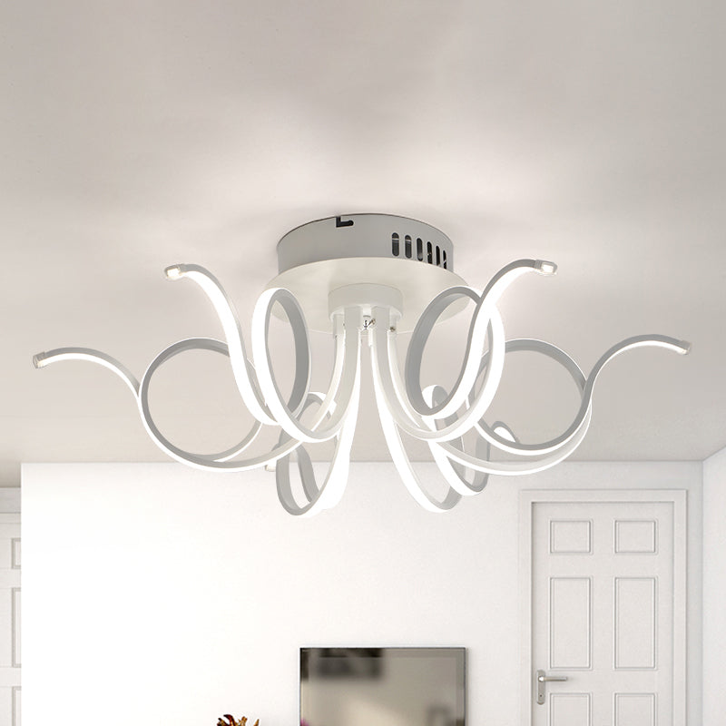 Contemporary Acrylic Octopus Flush Mount Light Fixture – 3/6/8 LED Lights – for Living Room Ceiling in Warm/White