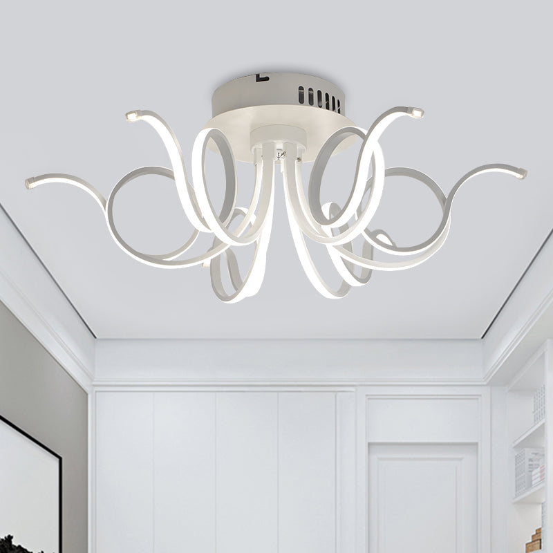 Contemporary Acrylic Octopus Flush Mount Light Fixture – 3/6/8 LED Lights – for Living Room Ceiling in Warm/White