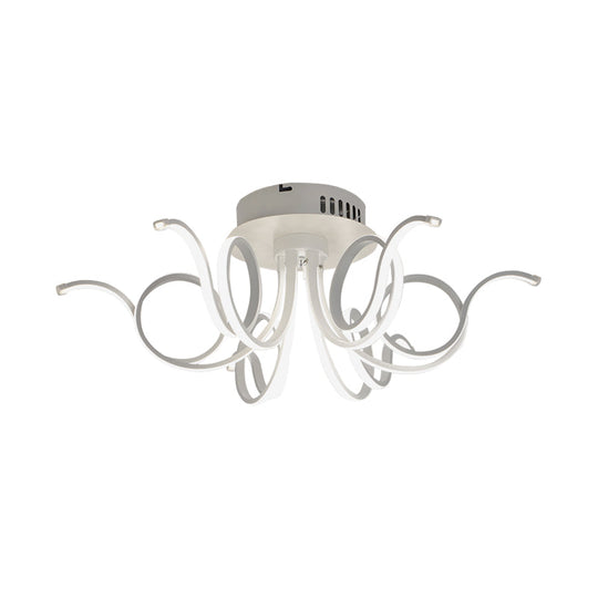 Contemporary Acrylic Octopus Flush Mount Light Fixture 3/6/8 Led Lights For Living Room Ceiling In