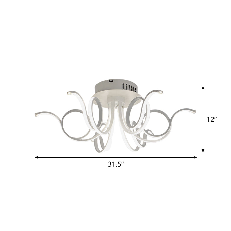 Contemporary Acrylic Octopus Flush Mount Light Fixture – 3/6/8 LED Lights – for Living Room Ceiling in Warm/White