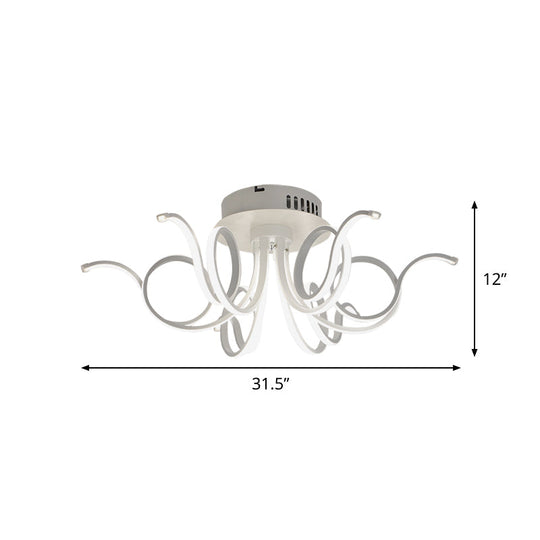 Contemporary Acrylic Octopus Flush Mount Light Fixture 3/6/8 Led Lights For Living Room Ceiling In