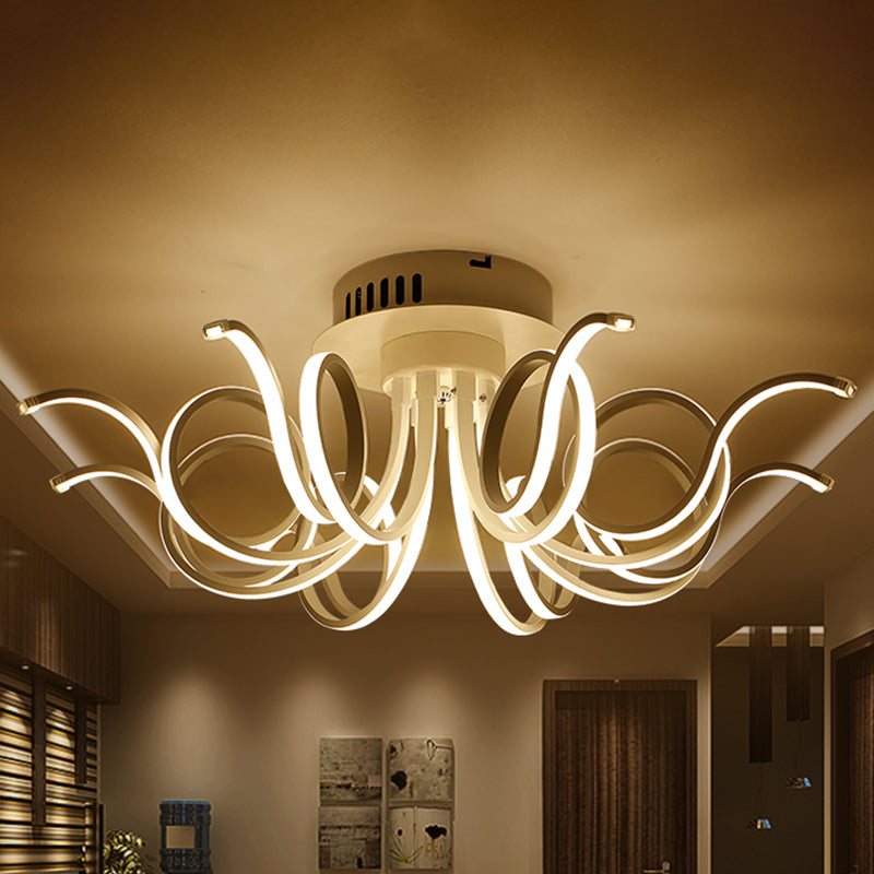 Contemporary Acrylic Octopus Flush Mount Light Fixture 3/6/8 Led Lights For Living Room Ceiling In