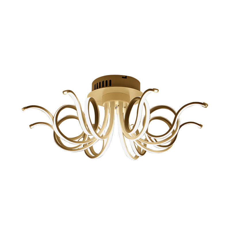 Contemporary Acrylic Octopus Flush Mount Light Fixture – 3/6/8 LED Lights – for Living Room Ceiling in Warm/White