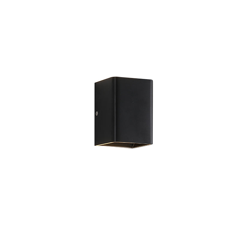 Contemporary Led Wall Mount Lamp - Black/White Cube Shade Metallic Finish Ideal For Bedside With