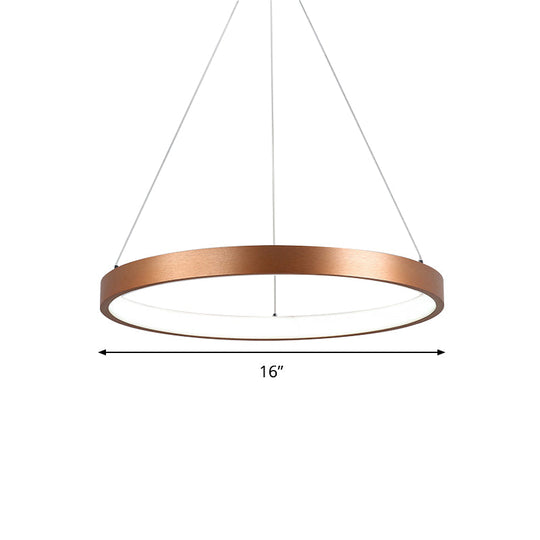 Contemporary 3-Head Chandelier With Acrylic Shade And Gold Ring - Ceiling Light In Warm/White