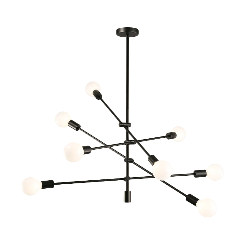 Sleek Black/Gold Mid-Century Chandelier - 8-Light Ceiling Lamp Ideal For Living Room